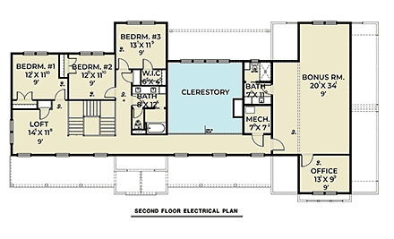 Barndominium, Country, Farmhouse, Southern House Plan 83856 with 4 Beds, 3 Baths, 4 Car Garage Second Level Plan