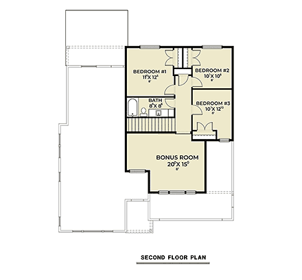 Contemporary, Traditional House Plan 83857 with 4 Beds, 3 Baths, 2 Car Garage Second Level Plan