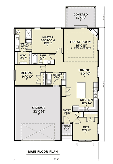 Cottage, Country, Craftsman, Ranch, Traditional House Plan 83858 with 3 Beds, 2 Baths, 2 Car Garage First Level Plan
