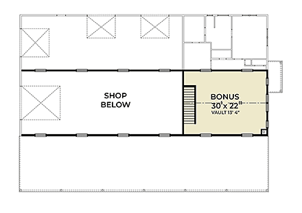 Barndominium, Country, Farmhouse House Plan 83859 with 1 Beds, 2 Baths, 4 Car Garage Second Level Plan