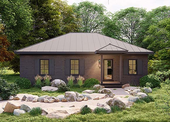 Cabin, Cottage, Country, Narrow Lot House Plan 83902 with 3 Beds, 2 Baths Elevation