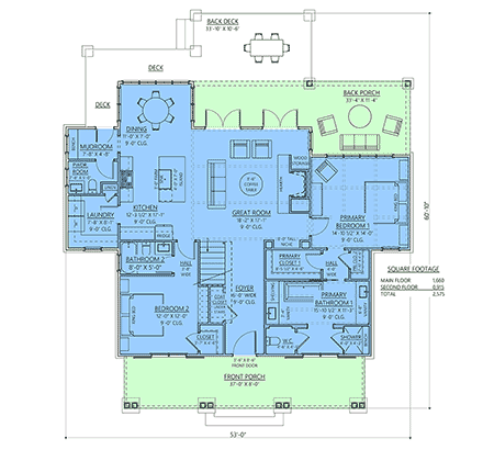 Cottage, Craftsman, Farmhouse, Southern House Plan 83905 with 4 Beds, 4 Baths First Level Plan