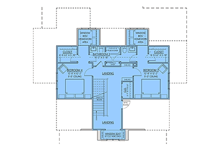 Cottage, Craftsman, Farmhouse, Southern House Plan 83905 with 4 Beds, 4 Baths Second Level Plan