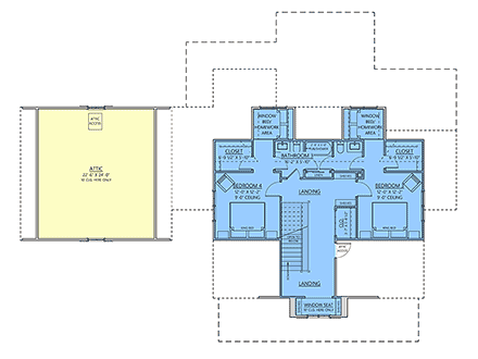 Cottage, Craftsman, Farmhouse, Southern House Plan 83906 with 4 Beds, 4 Baths, 2 Car Garage Second Level Plan