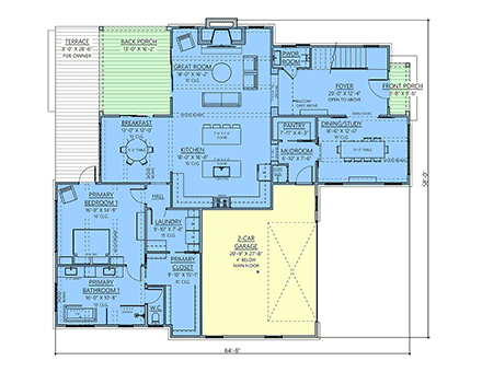 Cottage, Craftsman, Farmhouse House Plan 83909 with 3 Beds, 3 Baths, 2 Car Garage First Level Plan
