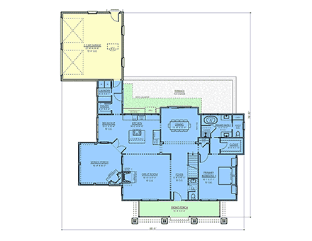 Coastal, Craftsman, Southern House Plan 83910 with 4 Beds, 4 Baths, 2 Car Garage First Level Plan