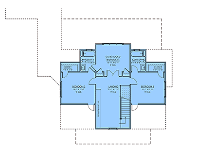 Coastal, Craftsman, Southern House Plan 83910 with 4 Beds, 4 Baths, 2 Car Garage Second Level Plan