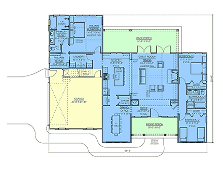 Craftsman, Farmhouse House Plan 83911 with 3 Beds, 2 Baths, 2 Car Garage First Level Plan