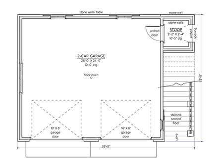 Coastal, Craftsman Garage-Living Plan 83919 with 1 Beds, 1 Baths, 2 Car Garage First Level Plan