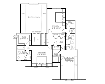 Craftsman, Farmhouse, Southern House Plan 83920 with 4 Beds, 4 Baths, 2 Car Garage Second Level Plan