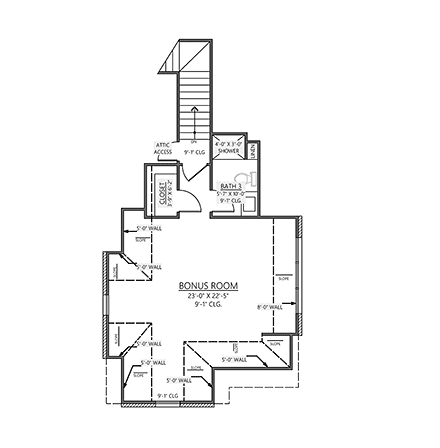 European, French Country House Plan 83922 with 4 Beds, 3 Baths, 2 Car Garage Second Level Plan
