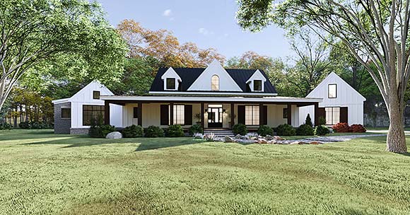 Country, Farmhouse, Southern House Plan 83925 with 5 Beds, 6 Baths, 2 Car Garage Elevation
