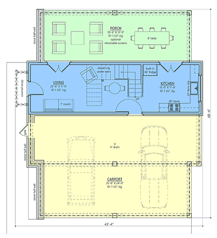 Cottage, Craftsman, Farmhouse House Plan 83927 with 2 Beds, 2 Baths, 2 Car Garage First Level Plan