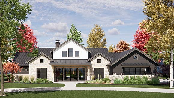 Contemporary, Ranch House Plan 84106 with 4 Beds, 5 Baths, 3 Car Garage Elevation