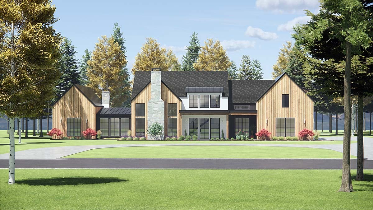 Farmhouse, Modern Plan with 4358 Sq. Ft., 4 Bedrooms, 5 Bathrooms, 4 Car Garage Elevation