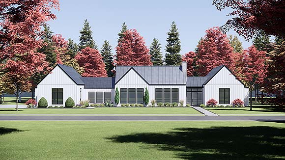 Contemporary, Farmhouse, Ranch House Plan 84111 with 4 Beds, 4 Baths, 3 Car Garage Elevation
