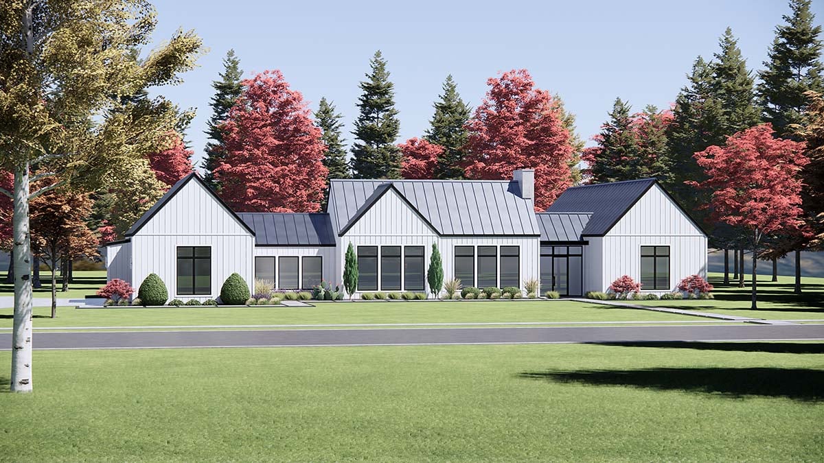 Contemporary, Farmhouse, Ranch Plan with 3029 Sq. Ft., 4 Bedrooms, 4 Bathrooms, 3 Car Garage Picture 3