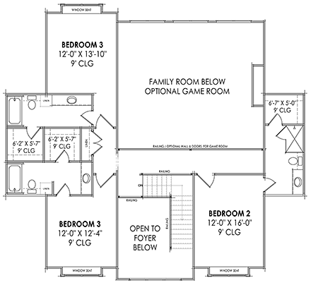 Craftsman House Plan 84112 with 4 Beds, 5 Baths, 3 Car Garage Second Level Plan