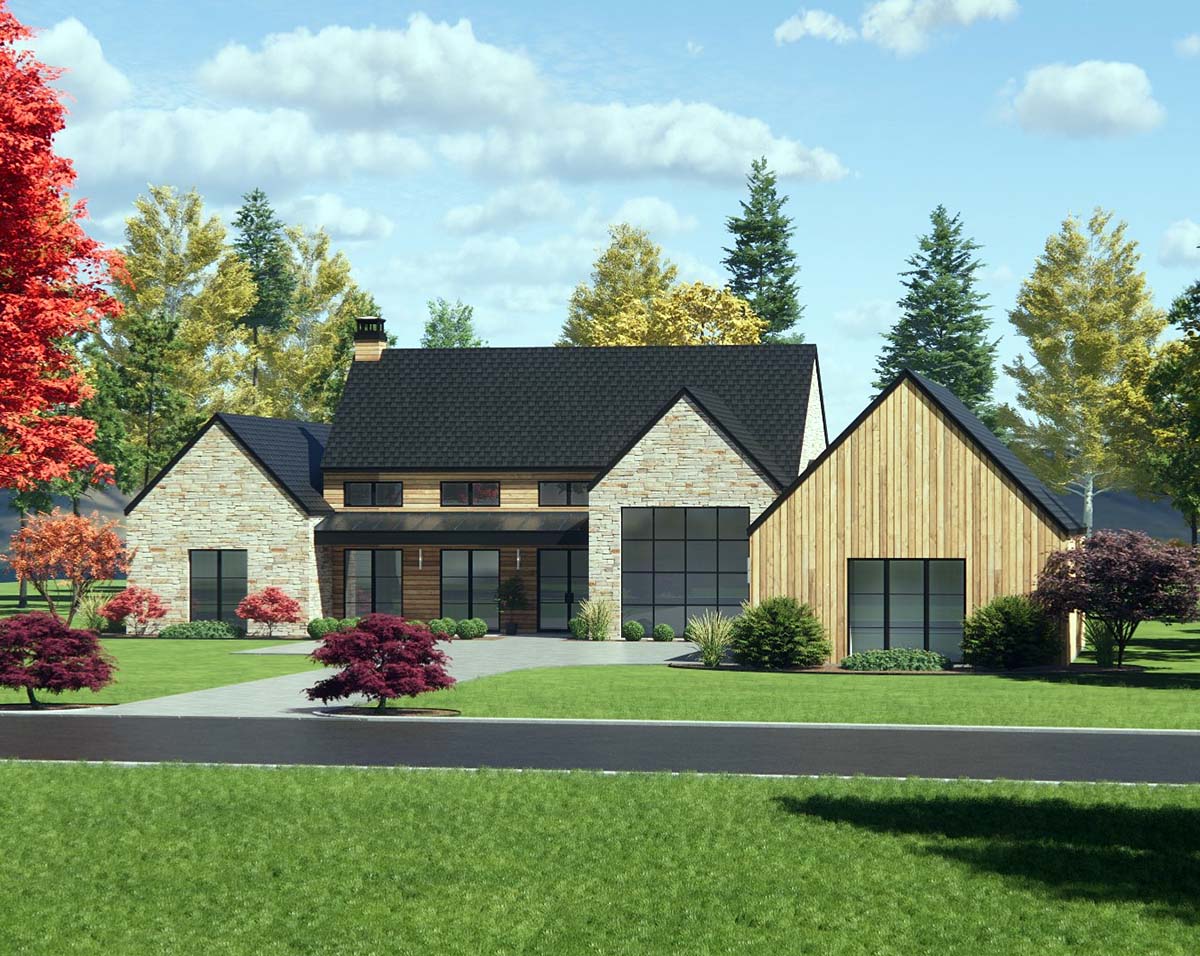 Contemporary, Farmhouse, Ranch Plan with 3226 Sq. Ft., 4 Bedrooms, 4 Bathrooms, 3 Car Garage Picture 2