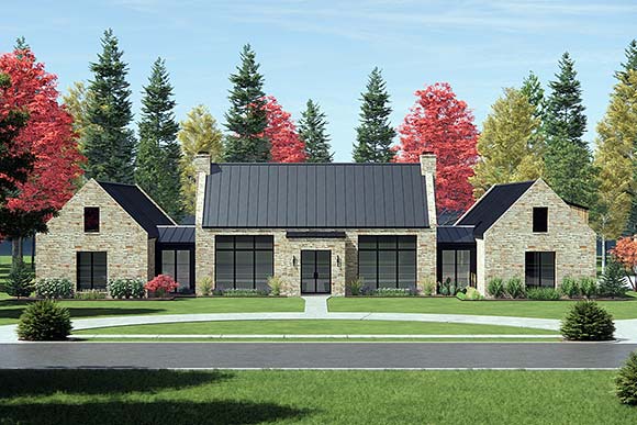 Contemporary, Ranch House Plan 84114 with 4 Beds, 5 Baths, 3 Car Garage Elevation