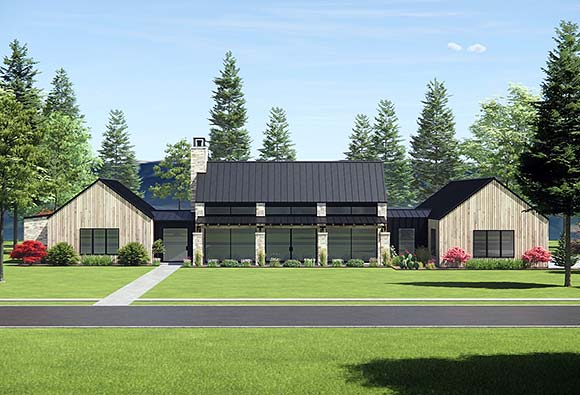 Contemporary, Ranch House Plan 84118 with 4 Beds, 4 Baths, 3 Car Garage Elevation