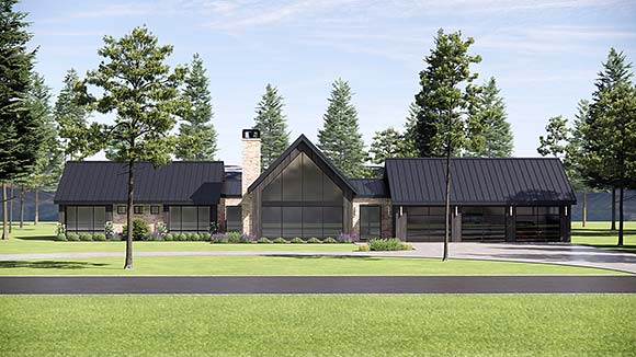 Contemporary, Ranch House Plan 84119 with 4 Beds, 4 Baths, 3 Car Garage Elevation