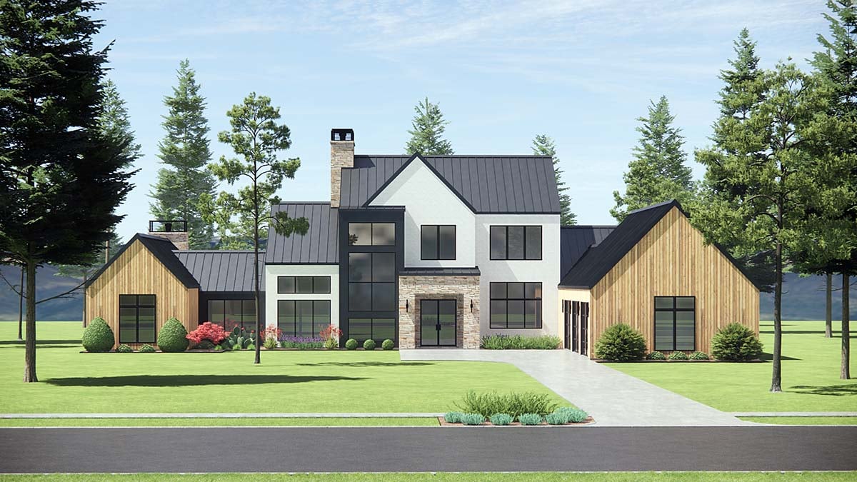 Contemporary Plan with 4282 Sq. Ft., 4 Bedrooms, 5 Bathrooms, 3 Car Garage Elevation