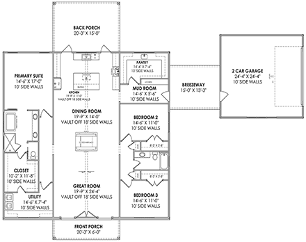 Barndominium House Plan 84123 with 3 Beds, 2 Baths, 2 Car Garage First Level Plan