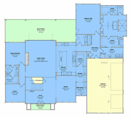 Contemporary, Modern House Plan 84137 with 5 Beds, 6 Baths, 3 Car Garage First Level Plan