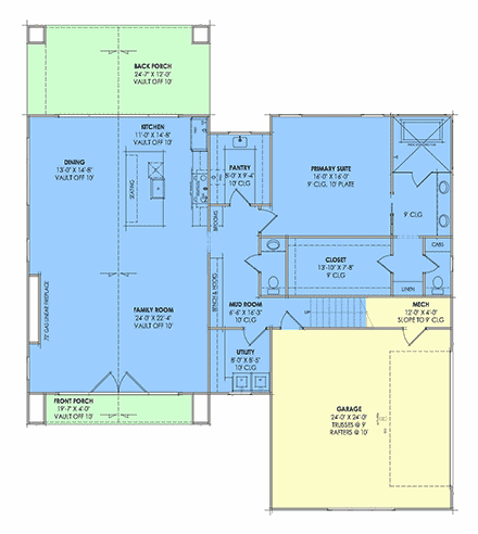 Contemporary, Modern House Plan 84138 with 3 Beds, 3 Baths, 2 Car Garage First Level Plan