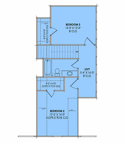 Contemporary, Modern House Plan 84138 with 3 Beds, 3 Baths, 2 Car Garage Second Level Plan