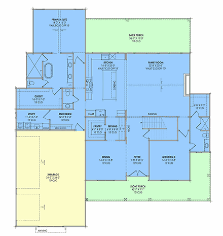 Contemporary, Country, Craftsman, Farmhouse, New American House Plan 84143 with 4 Beds, 5 Baths, 3 Car Garage First Level Plan