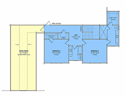 Contemporary, Country, Craftsman, Farmhouse, New American House Plan 84143 with 4 Beds, 5 Baths, 3 Car Garage Second Level Plan