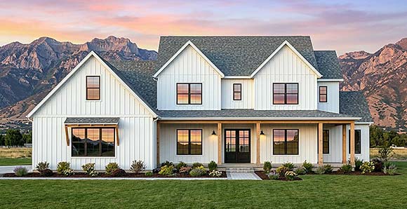 Contemporary, Country, Craftsman, Farmhouse, New American House Plan 84143 with 4 Beds, 5 Baths, 3 Car Garage Elevation