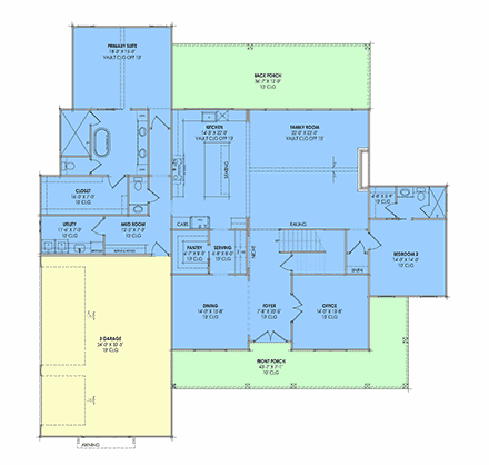 Contemporary, Country, Craftsman, Farmhouse, New American House Plan 84144 with 4 Beds, 5 Baths, 3 Car Garage First Level Plan
