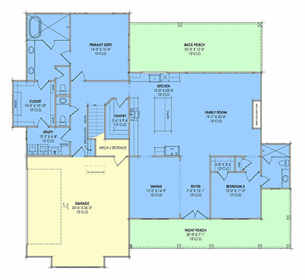 Contemporary, Country, Craftsman, Farmhouse House Plan 84145 with 4 Beds, 4 Baths, 2 Car Garage First Level Plan
