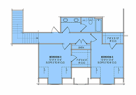 Contemporary, Country, Craftsman, Farmhouse House Plan 84145 with 4 Beds, 4 Baths, 2 Car Garage Second Level Plan