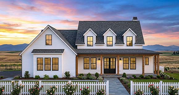 Contemporary, Country, Craftsman, Farmhouse House Plan 84145 with 4 Beds, 4 Baths, 2 Car Garage Elevation