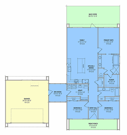 Contemporary, Modern House Plan 84146 with 3 Beds, 2 Baths, 2 Car Garage First Level Plan