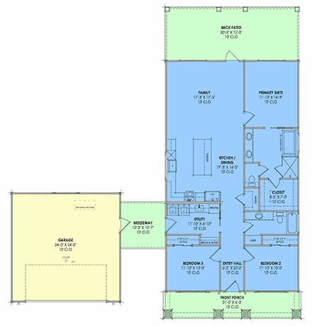 Cottage, Country, Farmhouse House Plan 84147 with 3 Beds, 2 Baths, 2 Car Garage First Level Plan