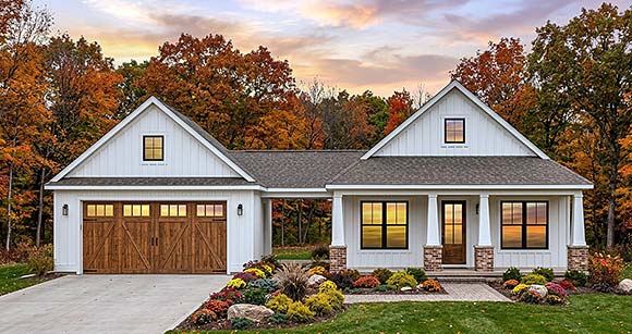 Cottage, Country, Farmhouse House Plan 84147 with 3 Beds, 2 Baths, 2 Car Garage Elevation