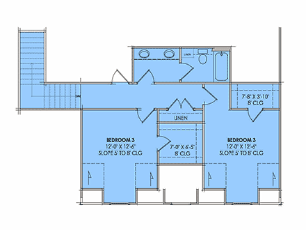 Country, Farmhouse, New American, Traditional House Plan 84148 with 4 Beds, 4 Baths, 2 Car Garage Second Level Plan