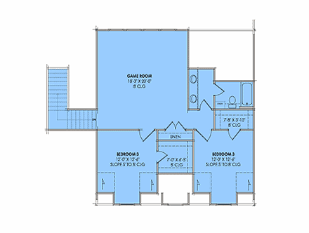 Contemporary, Country, Craftsman, Farmhouse House Plan 84149 with 4 Beds, 4 Baths, 2 Car Garage Second Level Plan