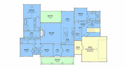 Contemporary, Country, Farmhouse House Plan 84151 with 4 Beds, 3 Baths, 2 Car Garage First Level Plan
