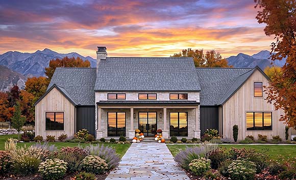 Contemporary, Country, Farmhouse House Plan 84151 with 4 Beds, 3 Baths, 2 Car Garage Elevation