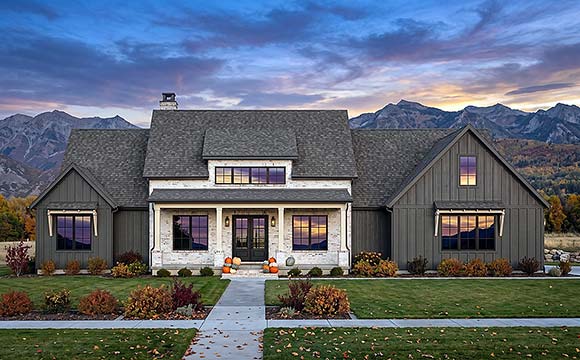 Contemporary, Country, Farmhouse House Plan 84152 with 4 Beds, 3 Baths, 2 Car Garage Elevation