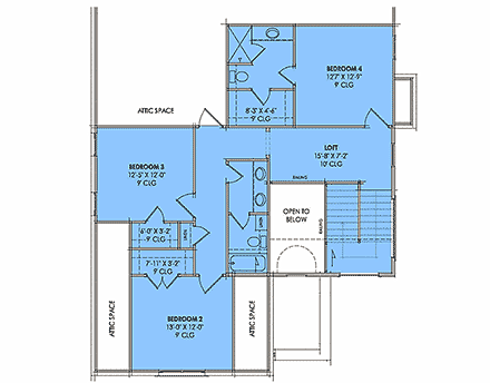 Cottage, European, French Country House Plan 84153 with 4 Beds, 4 Baths, 2 Car Garage Second Level Plan