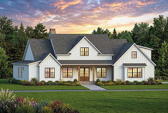 Contemporary, Country, Craftsman, Farmhouse House Plan 84156 with 4 Beds, 4 Baths, 2 Car Garage Elevation