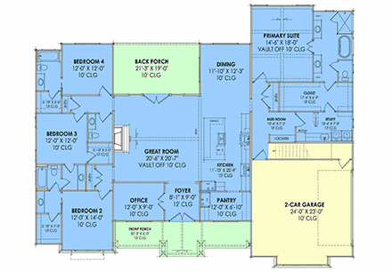 Contemporary, Country, Craftsman, Farmhouse House Plan 84157 with 4 Beds, 4 Baths, 2 Car Garage First Level Plan