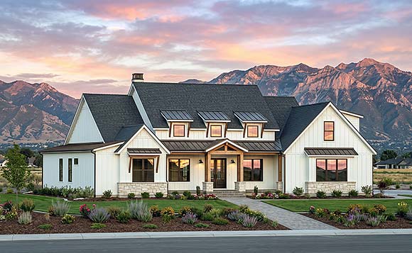 Contemporary, Country, Craftsman, Farmhouse House Plan 84157 with 4 Beds, 4 Baths, 2 Car Garage Elevation